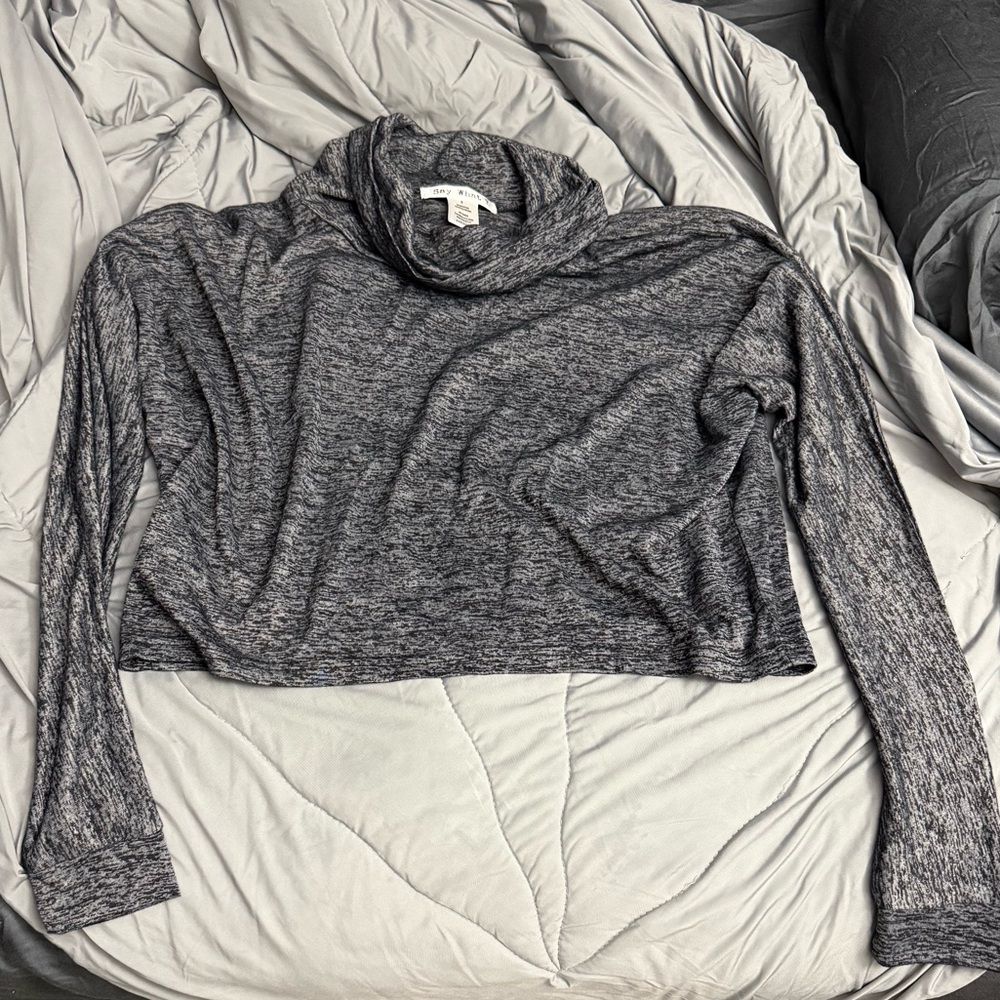 Say What? Charcoal Mock Neck Top